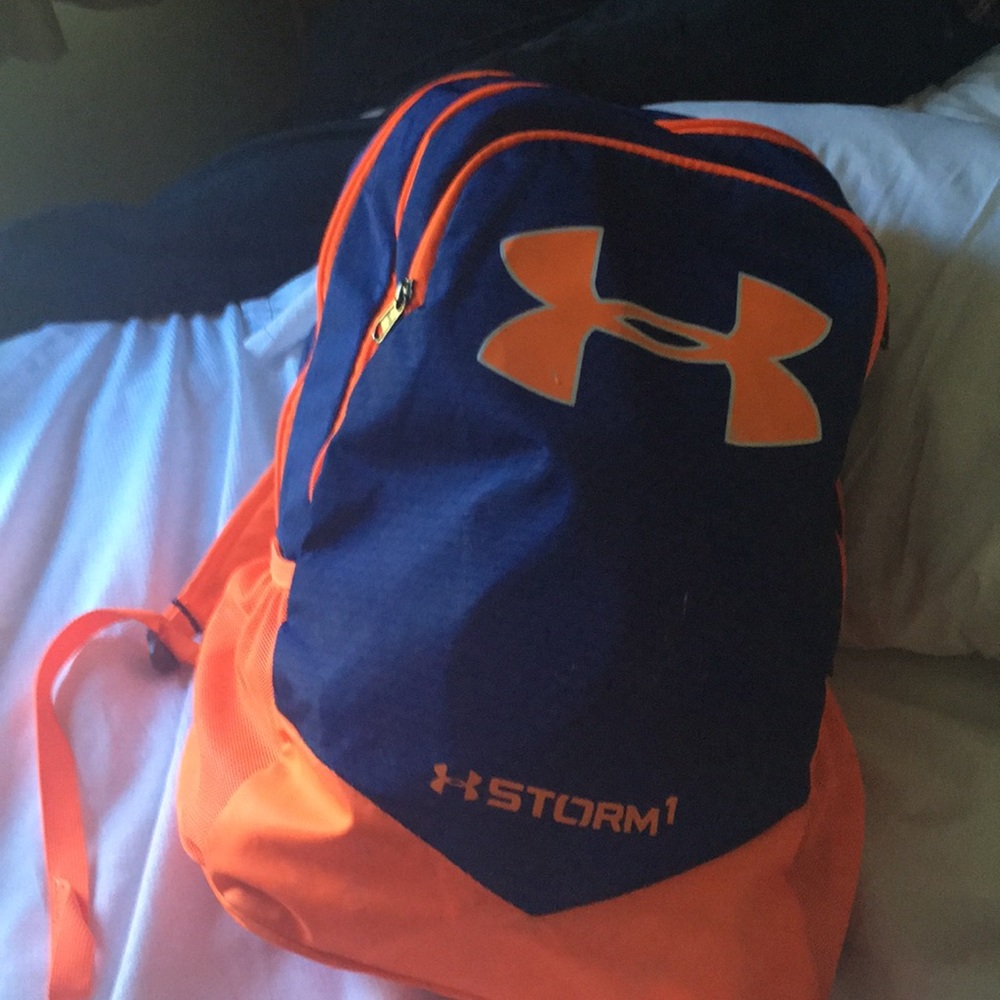 Under armor storm 1 knapsack orange and blue